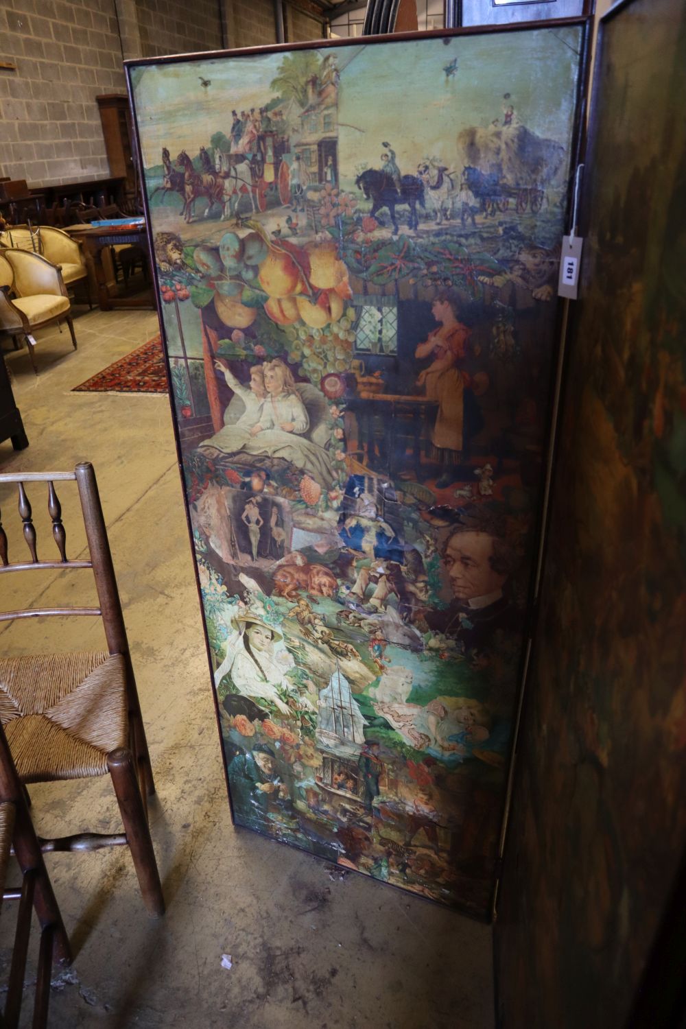 A two-fold scrapwork screen, Victorian and later, each panel 62 x 154cm